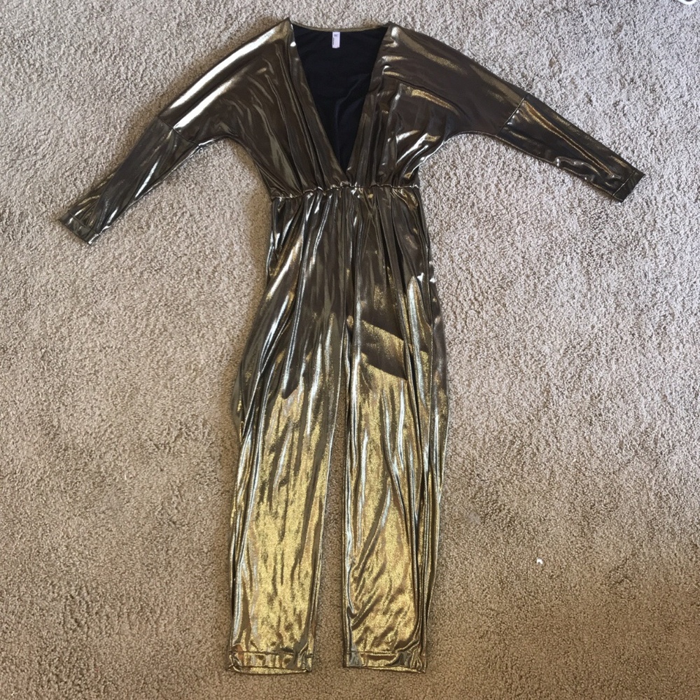 Metallic gold chrome jumpsuit
